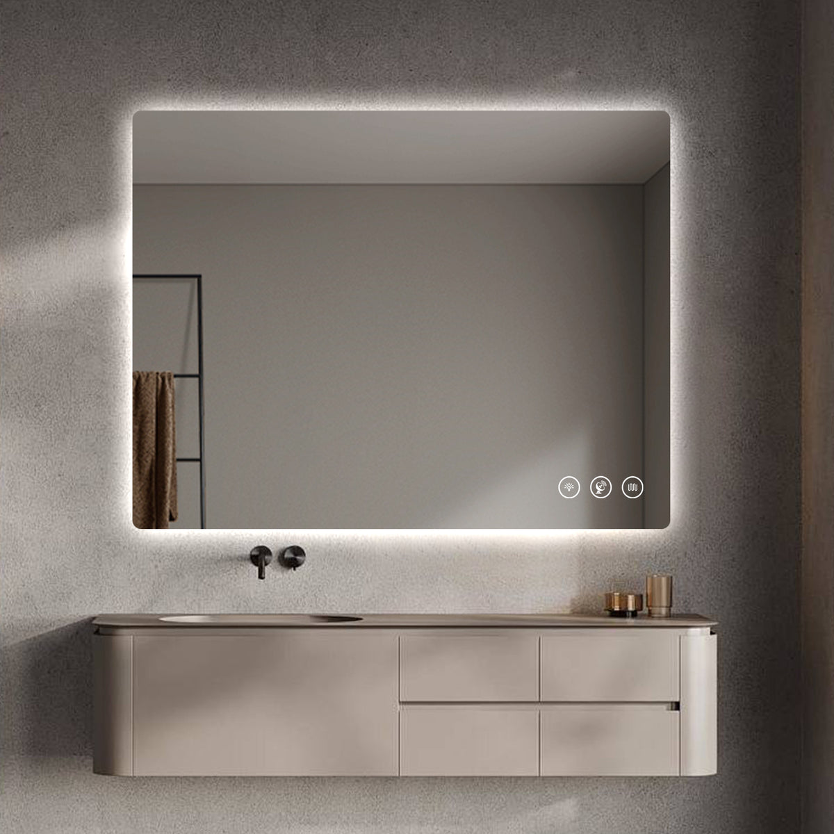 Miroir de salle de bain LED rectangulaire Gloviea | Rétroéclairé, antibuée, détecteur de mouvement