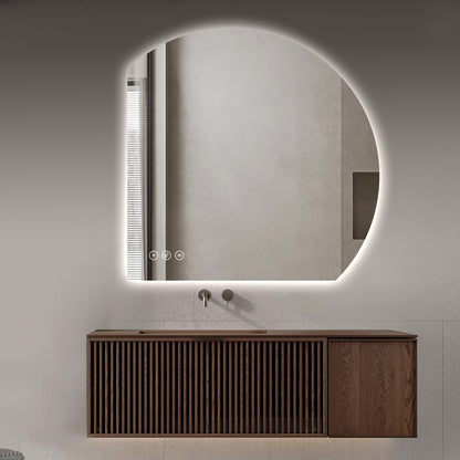 Gloviea Semi-Circle LED Bathroom Mirror | Backlit, Anti-Fog, Motion Sensor