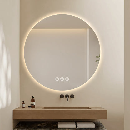 Gloviea Round LED Bathroom Mirror | Backlit, Anti-Fog, Motion Sensor